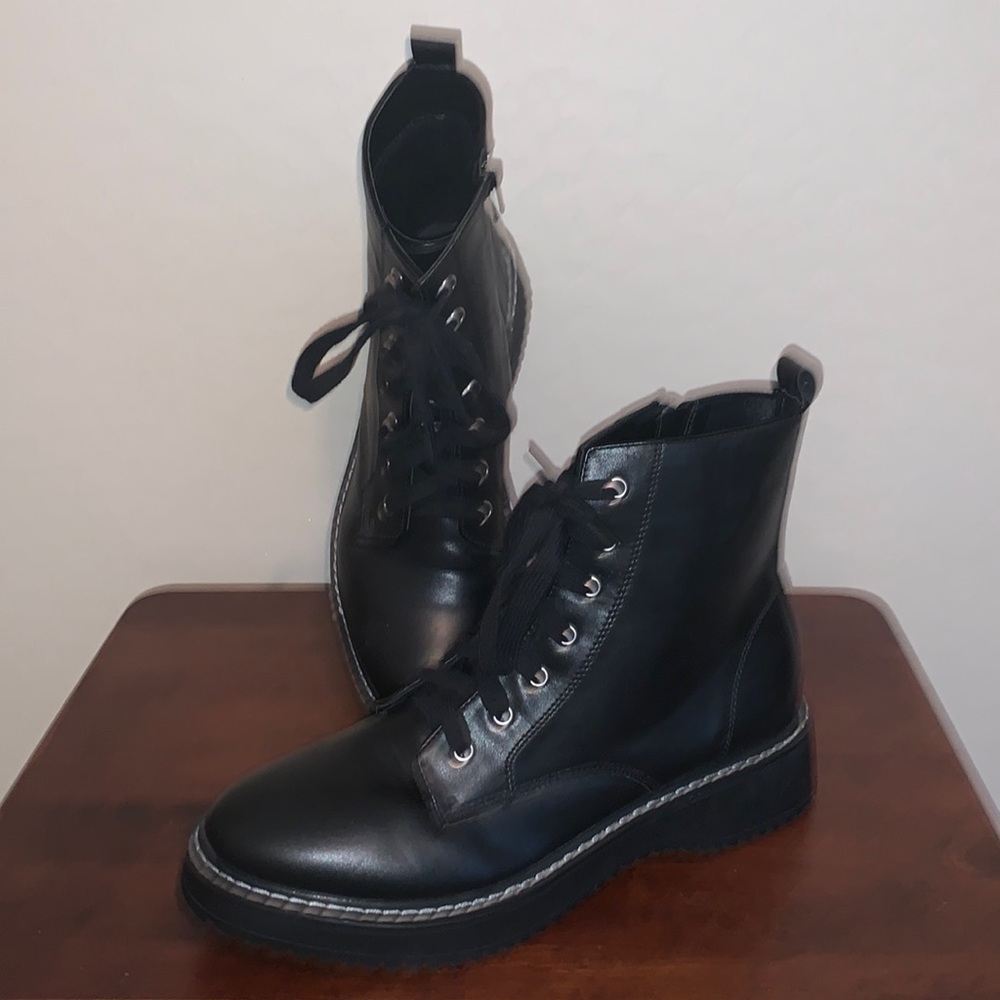 MADDEN GIRL BRAND NEW SIZE 11 JET BLACK & SUPER CUTE COMBAT BOOTS